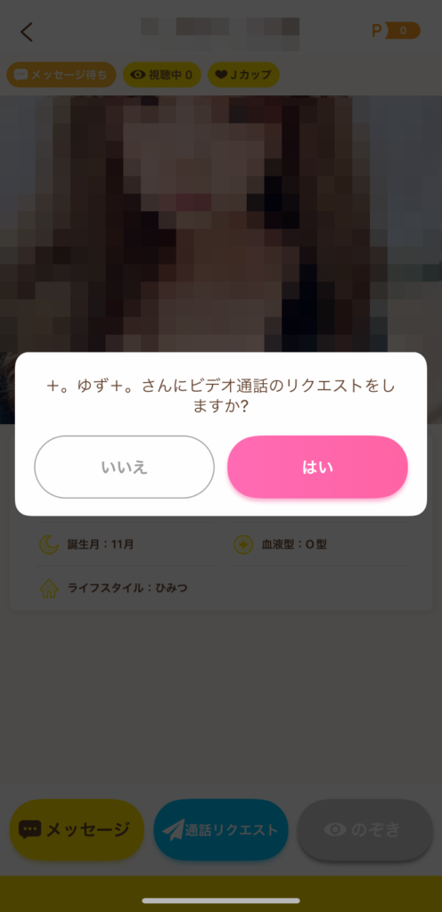 ビデオ通話リクエスト